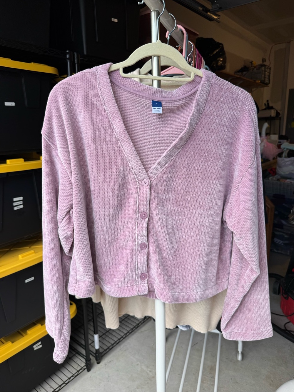 Old Navy Dusty Pink V-Neck Button-Up Cropped Cardigan